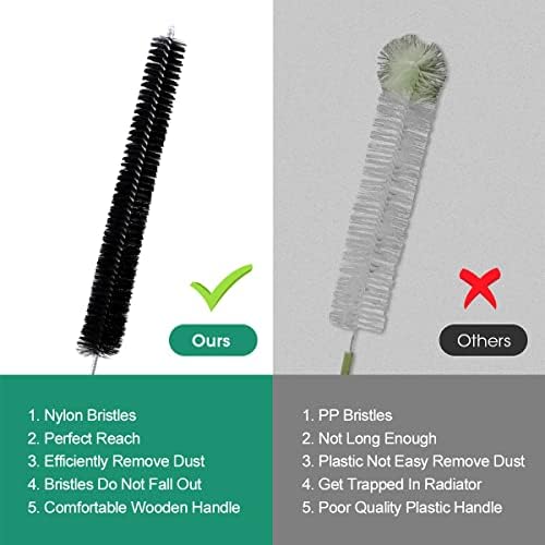 AIEVE Radiator Cleaner Brush , 70CM Radiator Brush , Flexible Long Radiator Duster with Wood Handle , Multipurpose Cleaning Brush for Radiator & Dryer Lint & Washing Machine