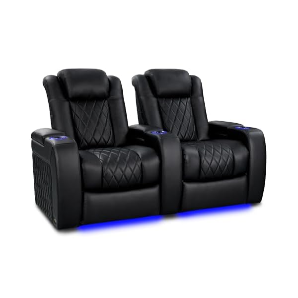 Valencia tuscany heat massage edition home theater seatingpremium top grain italian 11000 nappa leather power recliner power lumbar headrest led lighting row of 2 black  urban country home decor