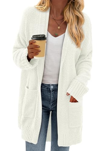 KIRUNDO Cardigan Sweaters for Women 2026 Fall Chunky Fuzzy Knit