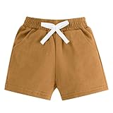 NARPLO Baby Toddler Boy Shorts Summer Casual Infant Boys Pull On Elastic Waist Athletic Fashion Solid Shorts with Pockets Light Brown