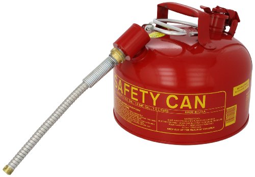 Eagle U2-26-SX5 Type II Metal Safety Can, Flammables, 11-1/4" Width x 9-1/2" Depth, 2 Gallon Capacity, 5/8" OD Pour Spout, Red