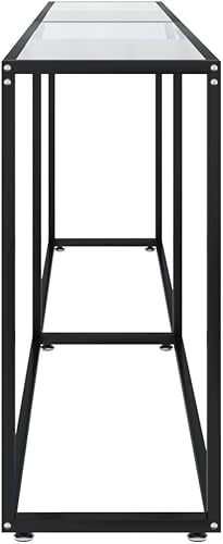 Miniatura 23 de vidaXL Mesa consola rectangular de vidrio templado en negro, para sala de estar, mesa auxiliar de acero con recubrimiento en polvo, mesa para Negro