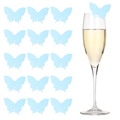 Étiquettes à boisson papillon bleues pour sublimer vos tables de mariage et verres de fête
