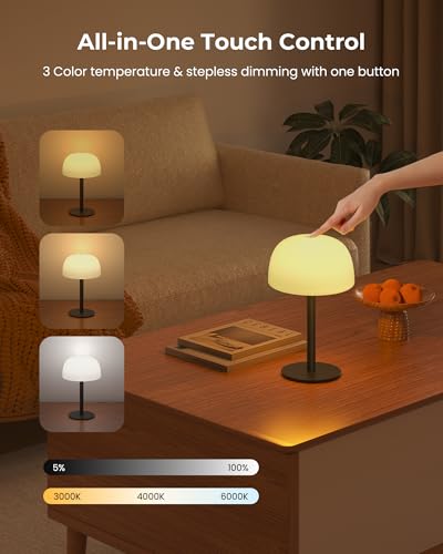 Image of Shower Lamp Waterproof, Cordless IP65 Shower Lights for Inside Shower, 7500mAh Rechargeable Battery, 3 White Tones & 15 RGB Stepless Dimming LED Table Lamp for Bathroom Bathtub Patio Outdoor