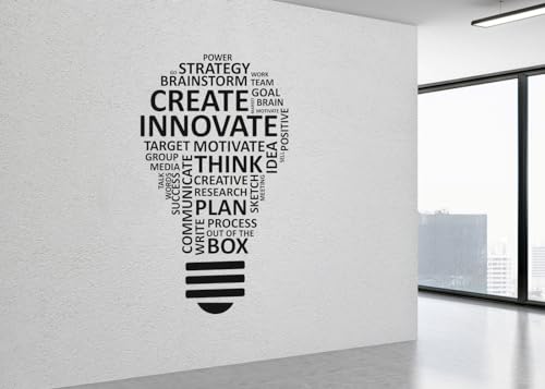Image of Black Create Innovate Think Office - Inspirational - Motivational - Quotes - Wall Sticker for Kids Room, Living Room, School, Library (Size - 120CM X 72CM)