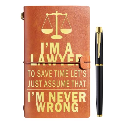 Muzuis Regalos de abogado para mujeres, divertidos regalos de abogado, regalos de cumpleaños, Navidad, graduación, para abogados, estudiantes de derecho, cuaderno de cuero en relieve