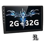 Podofo Double Din Car Stereo Car GPS Navigation Android Head Unit in Dash 2G RAM+32G ROM 10.1' Touch Screen Support Bluetooth, WiFi,USB Mirror Link, FM Radio + Rear View Camera