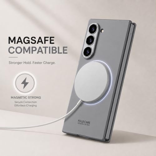 Image of TechTrendz Magnetic Cover [Compatible with MagSafe] for Samsung Galaxy Z Fold 8 Ultra Case Slim Hard PC + Tempered Glass Protective Phone Case for Galaxy Z fold 8 Ultra Back Cover - Grey