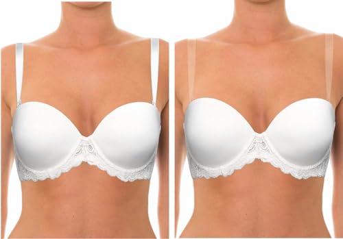 Image of YANDW Strapless Lightly Padded Full Figured Coverage Bra Clear Back Multiway Invisible Straps Backless Brassiere for Women