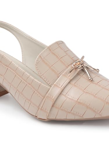 Image of Carlton London Women Comfortable Block Heel Pointed Toe Slingback Fashion Shoes for Party, Office use, Casual use