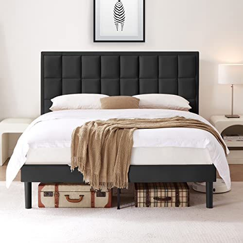 Flolinda Queen Bed Frame Velvet Upholstered Cozy Bed Frame Queen Size Stable Queen Bed Frame With Heigher Beadboard No Box Spring Needed Easy Assembly Mattress Foundation #TOP19