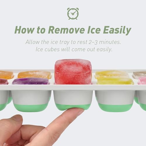 Image of ChefAide Ice Cube Tray with Lid, 4 Packs 56 Cubes Durable Stackable Ice Cube Trays for Freezer with Removable Lids, Easy-Release Plastic & Silicone Ice Tray for Cocktail, Coffee