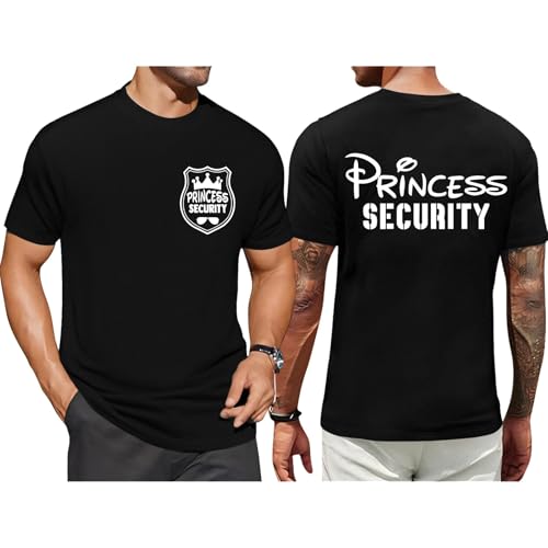 Princess Security Team Shirt for Men Magical Kingdom T-Shirt Dad Birthday Party Family Trip Tees Summer Graphic Tops Black