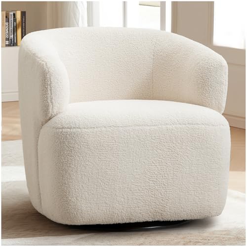 Sillón giratorio boucle beige crema miniatura 1