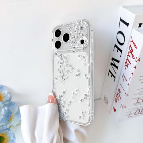 NITITOP Compatible with iPhone 17 Pro Case Cute Clear Flower Floral Artistic Design for Women Girls Stylish Slim Soft TPU Shockproof Protective Girly Phone Cover - White by NITITOP - Image 7