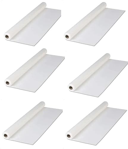 Mantel desechable de plástico para banquetes de fiesta, color blanco, 300 x 40 pulgadas, cada rollo cubre 30 mesas de 8 pies, paquete de 6