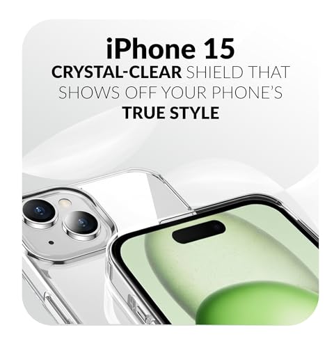 Image of ShieldTech Back Cover Case + Screen Protector for Apple iPhone 15 | Mag-Safe Compatible | Transparent Mobile Phone Back Cover Case for Apple i Phone 15 | i Phone 15 TPU Transparent Back Case Cover