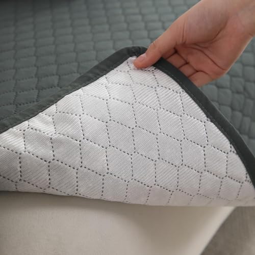 Image of HOKIPO Quilted Sofa Cover Mat for 3 Seater Sofa, Grey (NEW-IN-723-GRY)