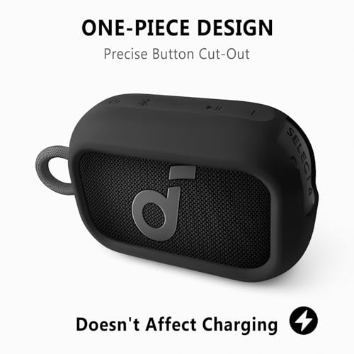 Image of Geiomoo Soft Silicone Case for Anker Soundcore Select 4 Go Speaker, Protective Portable Scratch Shock Resistant Cover (Black)