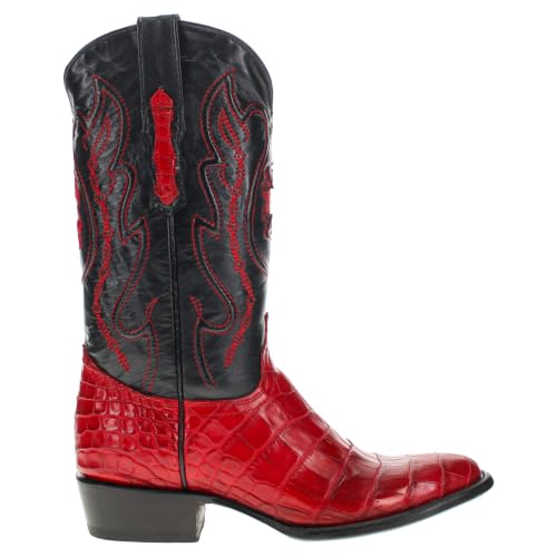 Image of Vaccari Men's Travis Genuine American Alligator Belly Leather Western Cowboy Boots