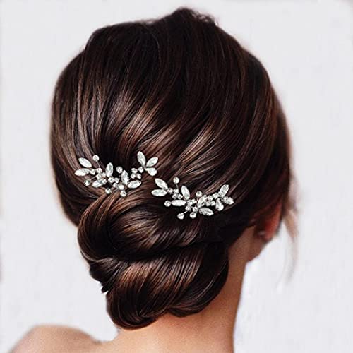 Casdre Crystal Bride Wedding Hair Pins Silver Bridal Hair Piece Wedding Hair Accessories For Women And Girls (Pack Of 2) #TOP4