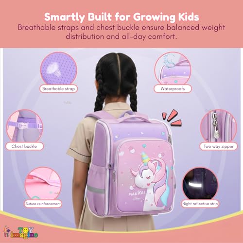 Image of Toy Imagine Kids School Bag for Boys & Girls | 180 Zipper Lightweight Large Capacity School Backpack | 3D Cartoon Design | Comfortable School Bag (Age 7-14 Years)