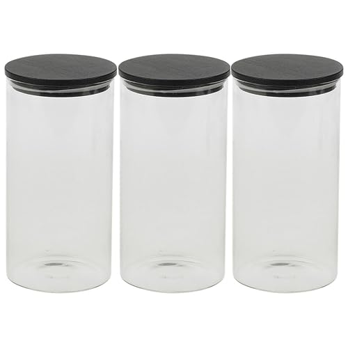 Urbn-Chef Clear, Black Clear Glass Storage Jars With Black Airtight Lids - Perfect For Coffee, Tea, Sugar And Spices - Available In 4 Sizes, Single, 3Pcs Or 4Pcs Set