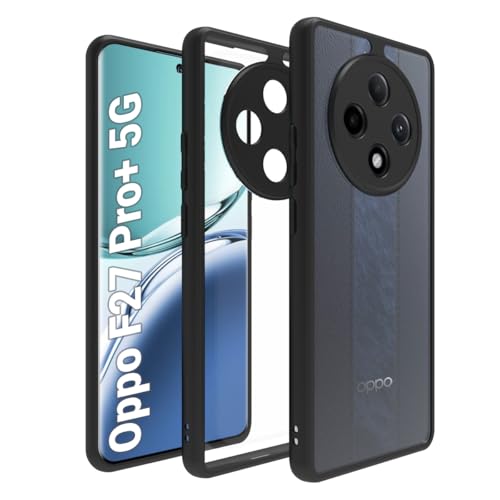 Image of RIGGEAR Shockproof Sleek Hybrid Armor Back Cover Case Compatible with Oppo F27 Pro Plus 5G (Clear PC + Black TPU Bumper)