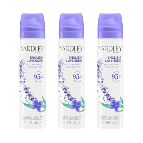 Yardley London Lavande Anglaise Brume Corporelle – Brume Florale pour Femme avec des Notes de Géranium et de Jasmin, Brume Lavande pour Femme 3 x 75ml