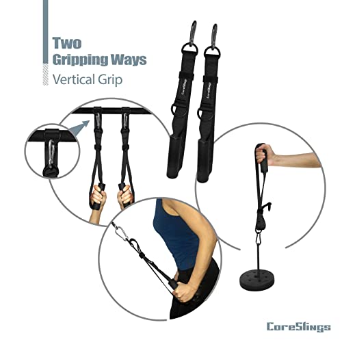 CoreSlings Punhos de máquina de cabo com alças de dedo para segurar antebraço, treinamento de força,