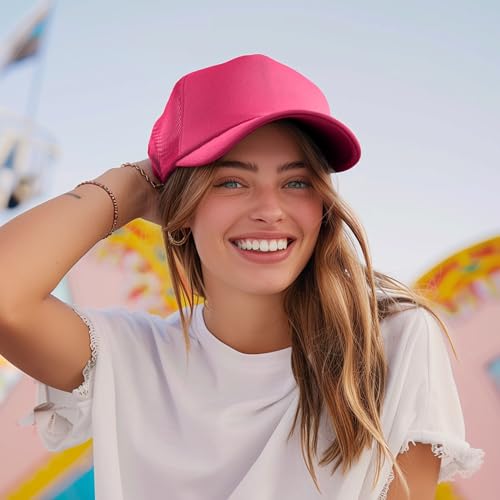 Image of Trucker Hat Mesh Cap Solid Colors Lightweight with Adjustable Strap Small Braid