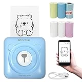 Portable Smart Photo Printer, Mini Thermal Printer Bluetooth Label Memo Receipt Instant Sticker Printer Small Smartphone Printer for iOS & Android Phone with 6+1 Printer Paper Rolls