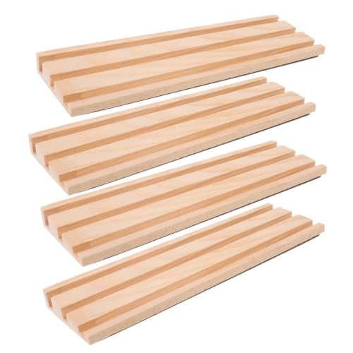 Soporte de madera para dominó con acabado natural portátil estable y duradero