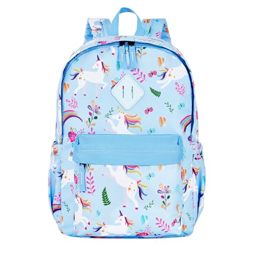 KK CRAFTS Preschool Backpack Kindergarten Little Kids Toddler Elementary School Backpacks for Boys and Girls with Chest Strap(15Inch, Blue Unicorn)