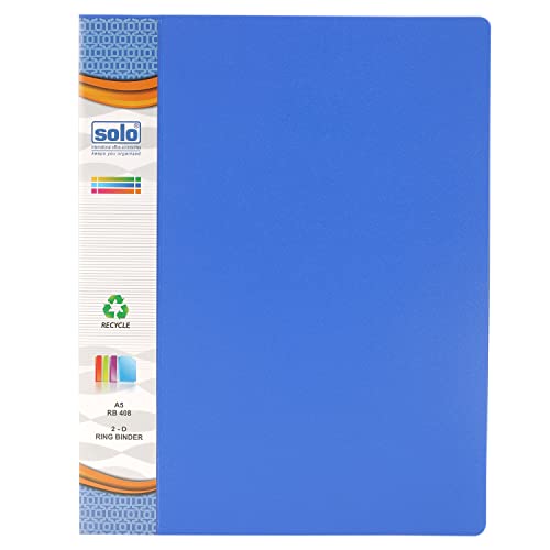 Image of Solo 2-D A5 Ring Binder File Folder, Office Document Organizer with Inside Pocket, Presentation Display Plastic Voucher File for Certificates, Portfolio, Papers & Projects (1, Blue)
