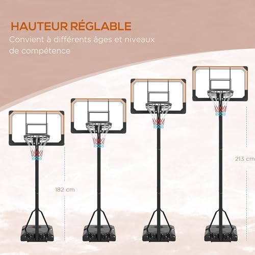 Panier de basket sur pied réglable extérieur avec panneau solide et base à lester