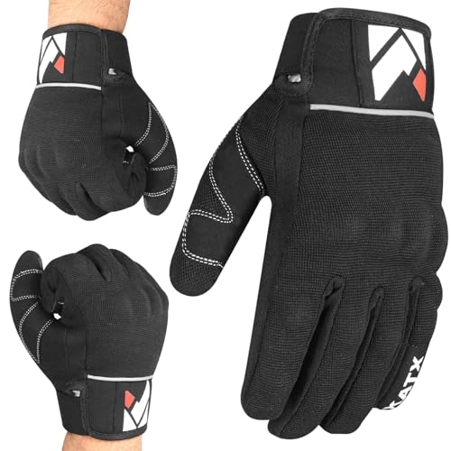 Katx Protective Motorcycle Motorbike Gloves Men Women, Knuckle Leather Armoured Gloves Lining for Scooter Motocross ATV MTB Riding Casual Racing Gear (S, Black) - Image 2
