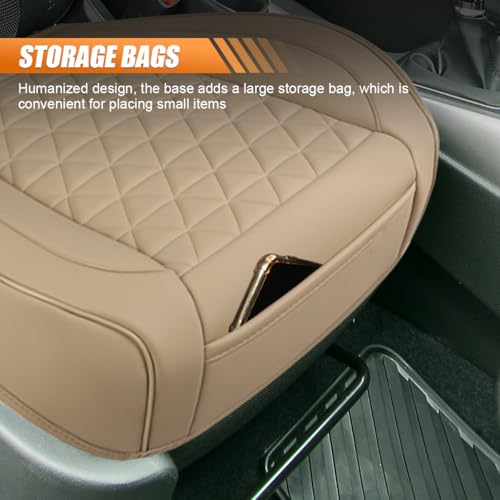 Image of Luxury Faux Leather Car Seat Cover, Car Seats Cushion, Beige