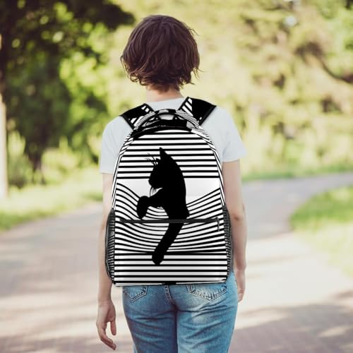 Sac à dos chat multicolore sur rayures design original pour ados - 6