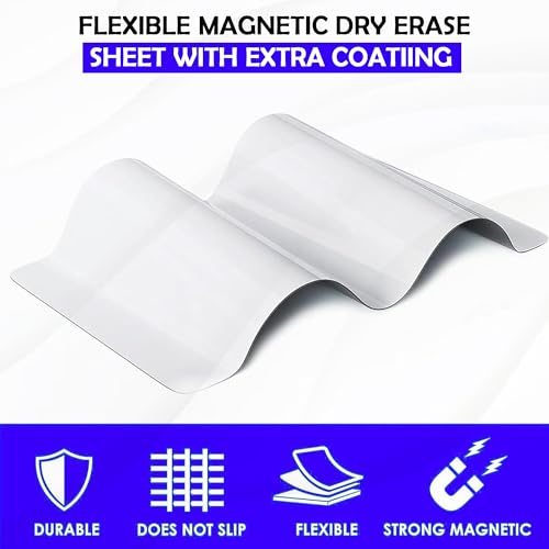 Image of GLUN Flexible Magnetic White Board Planner Sheet (23x30cm, Landscape) +1 Marker Pen Kitchen Fridge /Office Use