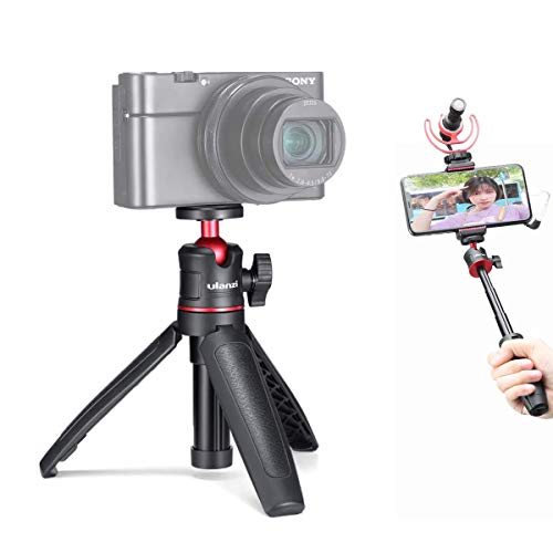 ULANZI MT-08 Tripé de Selfie Mini Bastão de Extensão para Câmeras e Smartphones, Preto/vermelho