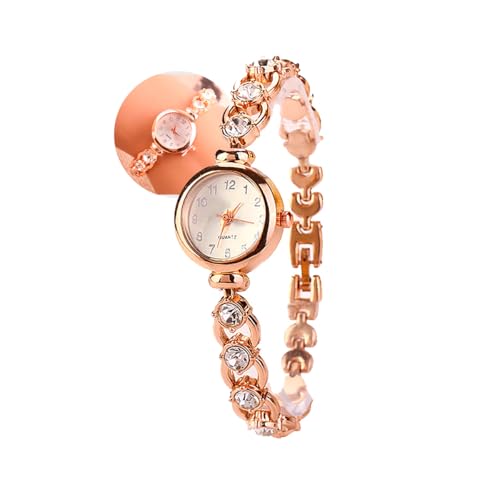 Relógio Feminino Dourado de Pulso Pequeno Original Analógico Delicado Luxo Casual Quartzo Com Pedras e Strass Vintage