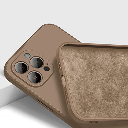 Coque de téléphone carrée en silicone liquide premium marron pour iPhone