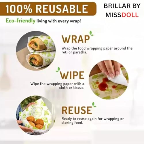 Image of Food Wrapping Paper Roll for Kitchen - 50 Mtr /500 Gram Non-Stick Butter Paper & Parchment Paper for Baking, Air Fryer & Roti Wrap | Eco-Friendly & Food Grade Foil Paper Alternative