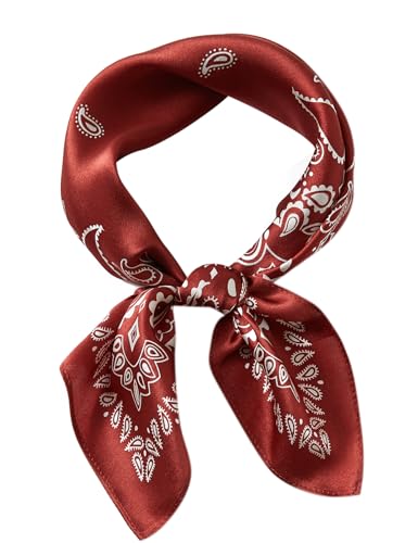 100% Mulberry Silk Neck Scarf 21''x21'' Small Square Hair Scarf for Women Men Lightweight Bandana Envelope Package