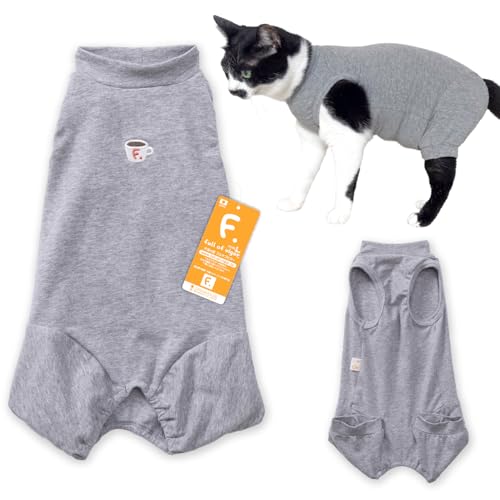 猫服 猫用 伸びて 着せやすい シンプル 袖なし つなぎ 抜け毛対策 袖なし ロンパース 猫の服 フルオブビガー 13/グレー CS