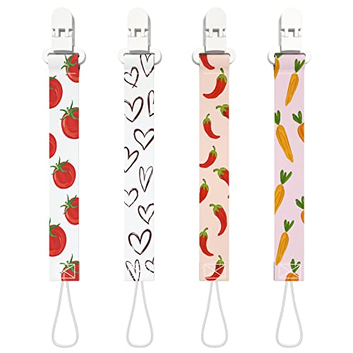 Image of Freebear Pacifier Clip for Baby Girl, 4-Pack Pacifier Holder, Binky Clips for Most Pacifier Styles and Baby Gift, Pacifier Leash Gift for Newborns (Sweetie)