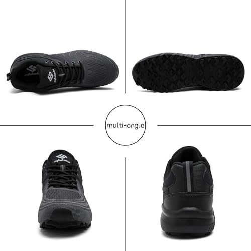 Image of Men's Trail Running Shoes Lightweight Breathable Walking Hiking Sneakers Outdoor Athletic Tennis Cross Training Shoes