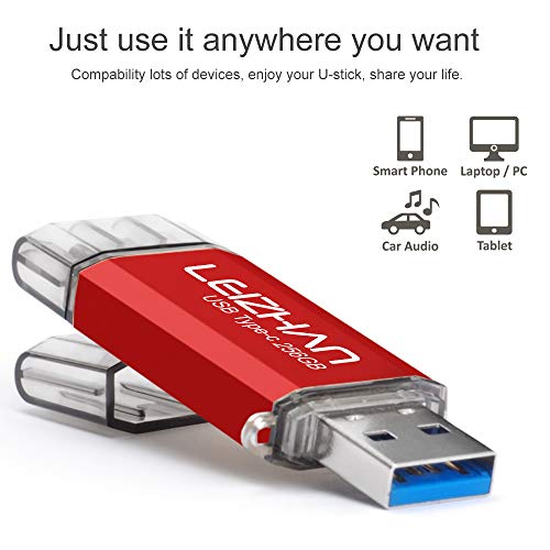 Clé USB Type C 256 Go USB 3.0 OTG rouge pour smartphone