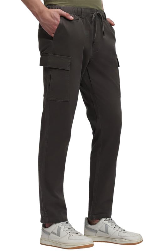 Image of Dennis Lingo Men's Cotton Lycra Full Length Solid Slim Fit Cargo Trousers